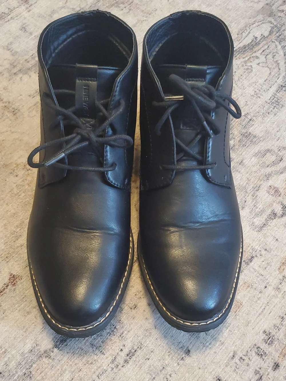 Nine West Men's Neilton Chukka Boots - Black Faux Leather - Size 9.5